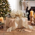 thumbnail image 2 of Gold Glitter Stripes Wired Edge Christmas Ribbon, 1.5" x 15', by Holiday Time, 2 of 6