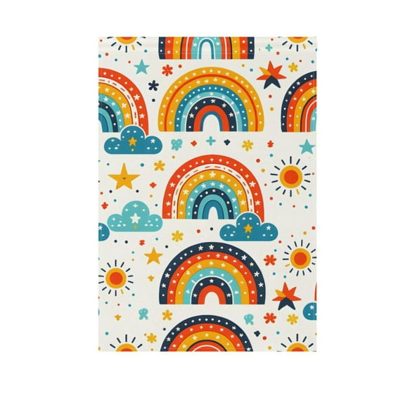Rainbow Sun Star Cloud Garden Flag 12X18 Double Sided Yard Flags for Outside Outdoor All Seasonal Decoration