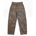 thumbnail image 2 of sicmoss Women's Brown Cotton Printed Mid Rise Baggy Barrel Jeans Wide Leg Y2K Patchwork with Pockets, 2 of 7