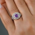 thumbnail image 4 of Gem Stone King 925 Sterling Silver Purple Amethyst and White Moissanite Engagement Ring for Women (1.88 Cttw, Gemstone Birthstone, Cushion Cut 6MM, Available in Size 5, 6, 7, 8, 9), 4 of 4