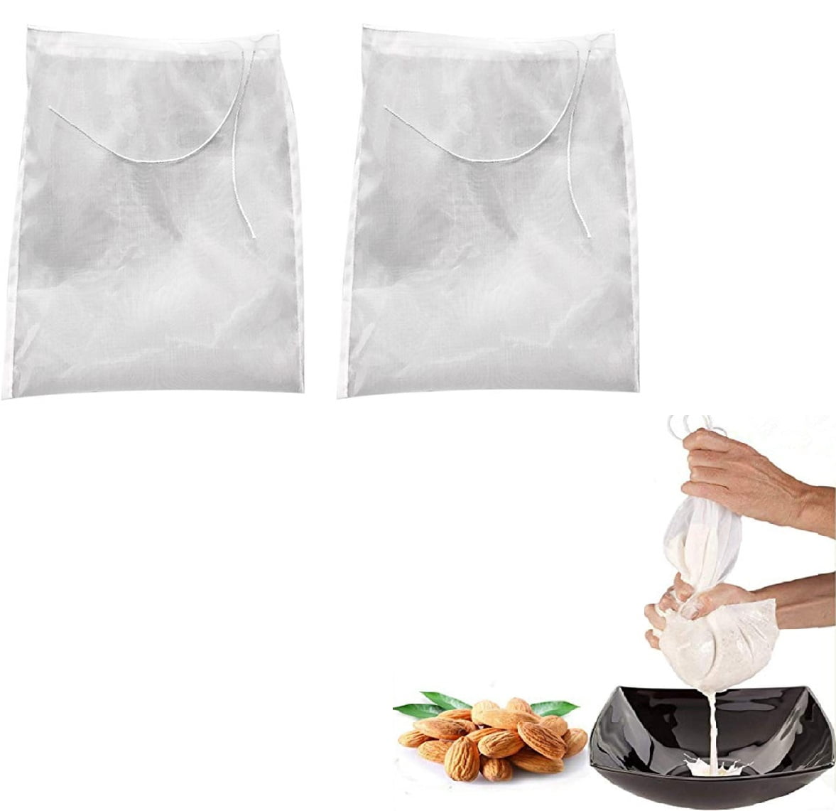 200 mesh Reusable Mesh Filter Fine Nut Almond Cheese Milk Strainer Bag 20 x 30cm