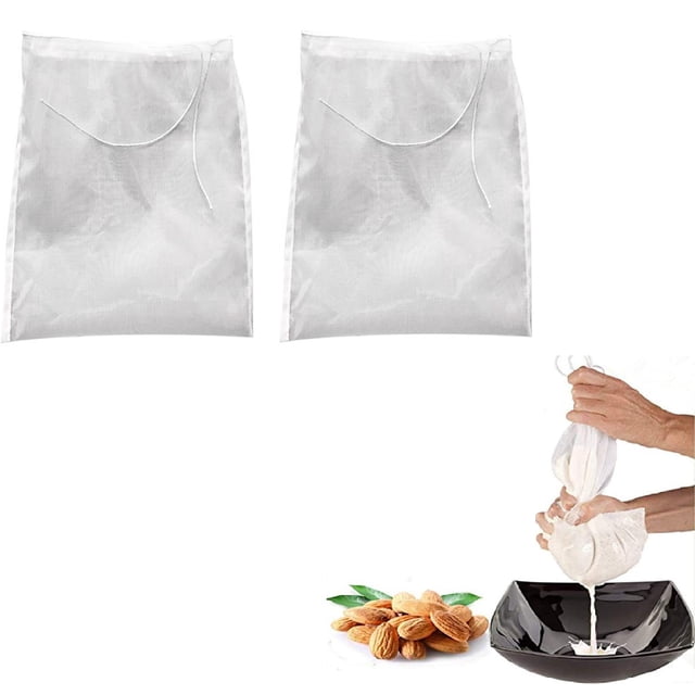 Bolsa de leche de nuez de calidad profesional, 2 unidades, bolsa de leche de almendras reutilizable y colador de alimentos multiusos, estopilla de nailon de malla fina y filtro de café frío