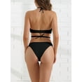 thumbnail image 3 of DARING DIVA Women's Halter Bikini Sets Double Lace Up Tie Back Small Black, 3 of 6