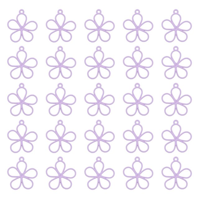 Uxcell 50 Pcs Encanto de Flor Hueca Colgantes de Marco de Bisel Abierto para Fabricación de Joyas de Resina DIY Púrpura