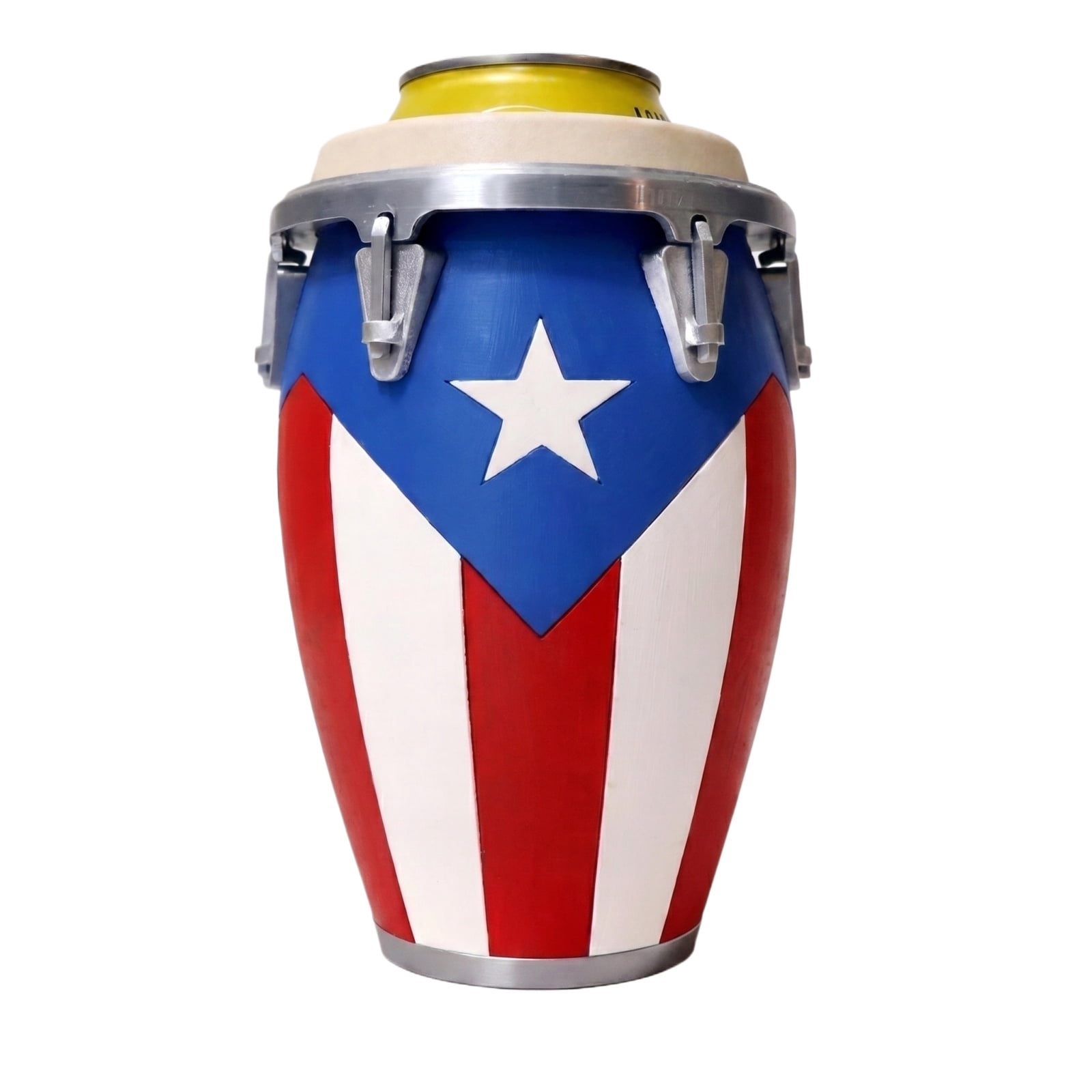 Caribbean Themed Conga-Style Can Holder, Puerto Rican & Cuban Flag Insulated Can Sleeve, Sturdy 12oz Beverage Holder Ideal Holiday Gift Bu