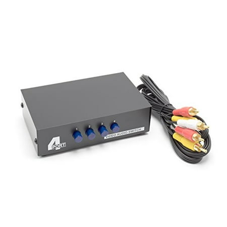 - 4 Way AV Switch by THE CIMPLE CO | 4 Input 1 Output RCA Selector Switch for Composite Audio and Video | Switcher Box | Includes RCA Composite Cable (Black)