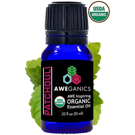 Aweganics Pure Patchouli Oil USDA Organic Essential Oils, 100% Pure Natural Premium Therapeutic Grade, Best Aromatherapy Scented-Oils for Diffuser, Home, Office, Personal Use - 10 ML - MSRP (10 Best Essential Oil Companies)