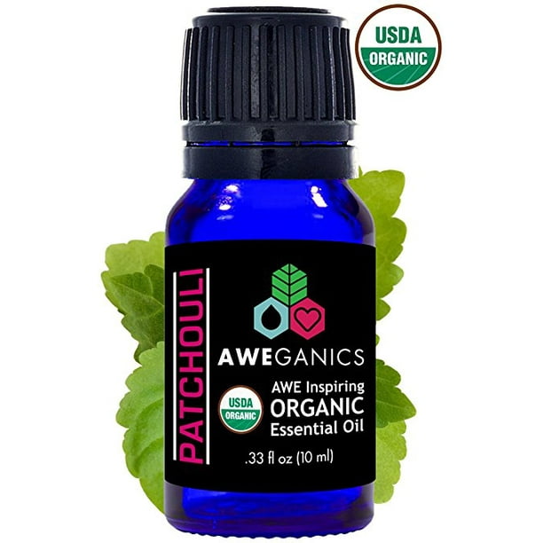 Aweganics Pure Patchouli Oil USDA Organic Essential Oils, 100% Pure Natural Premium Therapeutic Grade, Best Aromatherapy Scented-Oils for Diffuser, ...