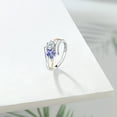 thumbnail image 5 of Gem Stone King 0.98 Cttw White Moissanite and Blue Tanzanite 2-Stone Crossover Ring for Women | 925 Silver and 10K Yellow Gold | Gemstone Birthstone (Size 5), 5 of 5