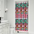 thumbnail image 2 of Small Stall Narrow Shower Curtain 36"W x 72"L – Tropical Bohemian Leaves, Mid-Century Abstract Boho Botanical Bathroom Decor, Vintage Floral Palm Leaf Pattern, Rustic Tribal Folk Style, 2 of 5