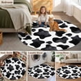 thumbnail image 6 of Area Rug 48in, Farm Black White Cow Texture Floor Carpet Living Room Rug, Geometric Color Block Non-Slip Welcome Mat Indoor Rugs for Bedroom Dining Room, 6 of 9