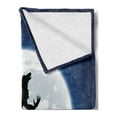 thumbnail image 2 of Wolf Soft Flannel Fleece Blanket, Full Moon Night Sky Growling Werewolf Mythical Creature in Woods Halloween, Cozy Plush for Indoor and Outdoor Use, 60" x 80", Dark Blue Black White, by Ambesonne, 2 of 5