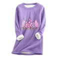 thumbnail image 2 of Meichang Chandail de Noël pour Femmes Grande Taille Graphique Arbre de Noël Chandail en Molleton Hiver Chaud Manches Longues Col Rond Doublé Sherpa Violet TTTTG, 2 of 4