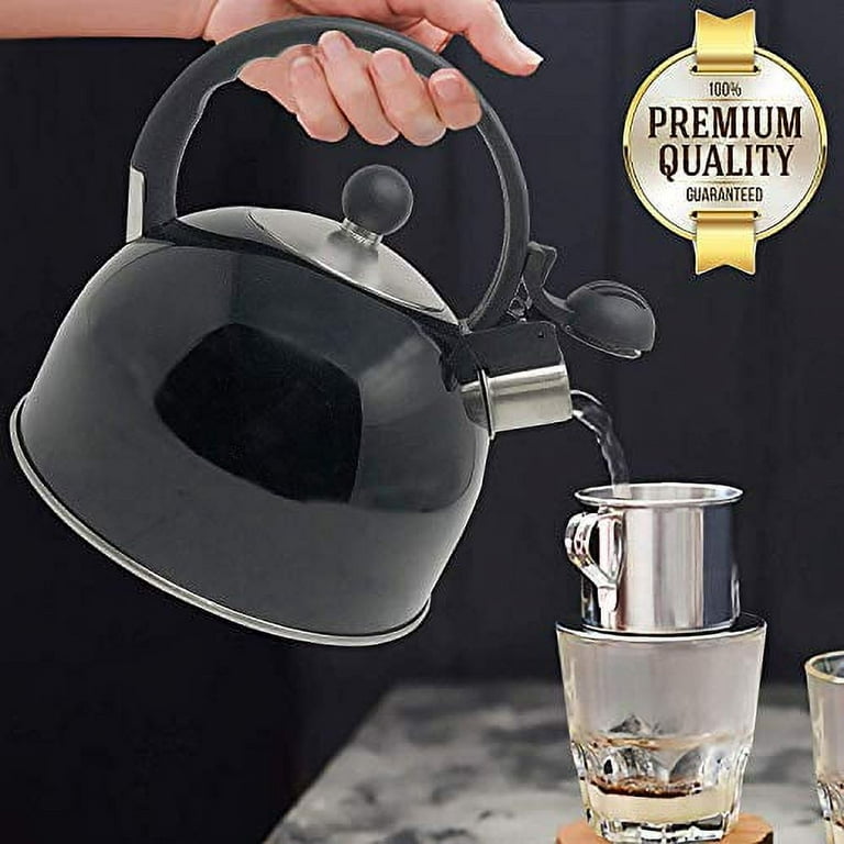 Whistling Tea Kettle, 2.5 Liter Portable Water Tea Kettle, Polished Retro  Teapot with Handle Stove Top Whistling Tea Kettle for Home Teapot for