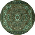 thumbnail image 1 of Ahgly Company Machine Washable Indoor Round Persian Turquoise Blue Traditional Area Rugs, 5' Round, 1 of 4