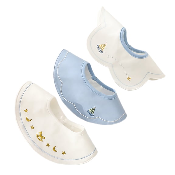 3pcs Toddler Waterproof Bibs with Lovely Embroidery Infant Waterproof Bibs Set Infant Mealtime Bibs Lovely Pattern Bibs