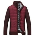thumbnail image 3 of IYTR Mens Winter Jacket Plus Velvet Padded Warm Knit Coats with Pocket Long Sleeve Jacket Zipper Stand-up Collar Patchwork Red XXXL, 3 of 6