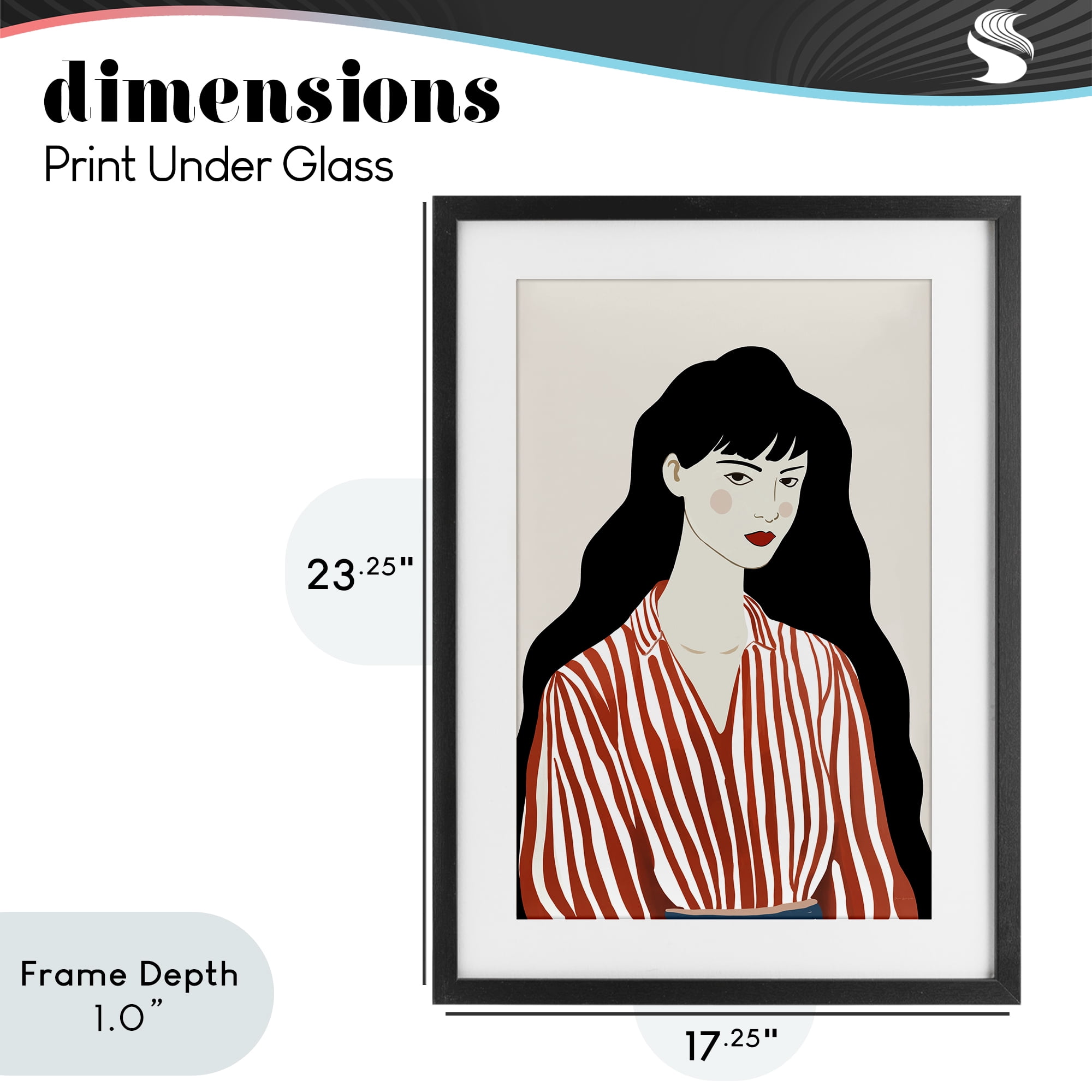 Stupell Industries Woman in Striped Blouse Black Framed Print Under Glass, design by Omar Escalante