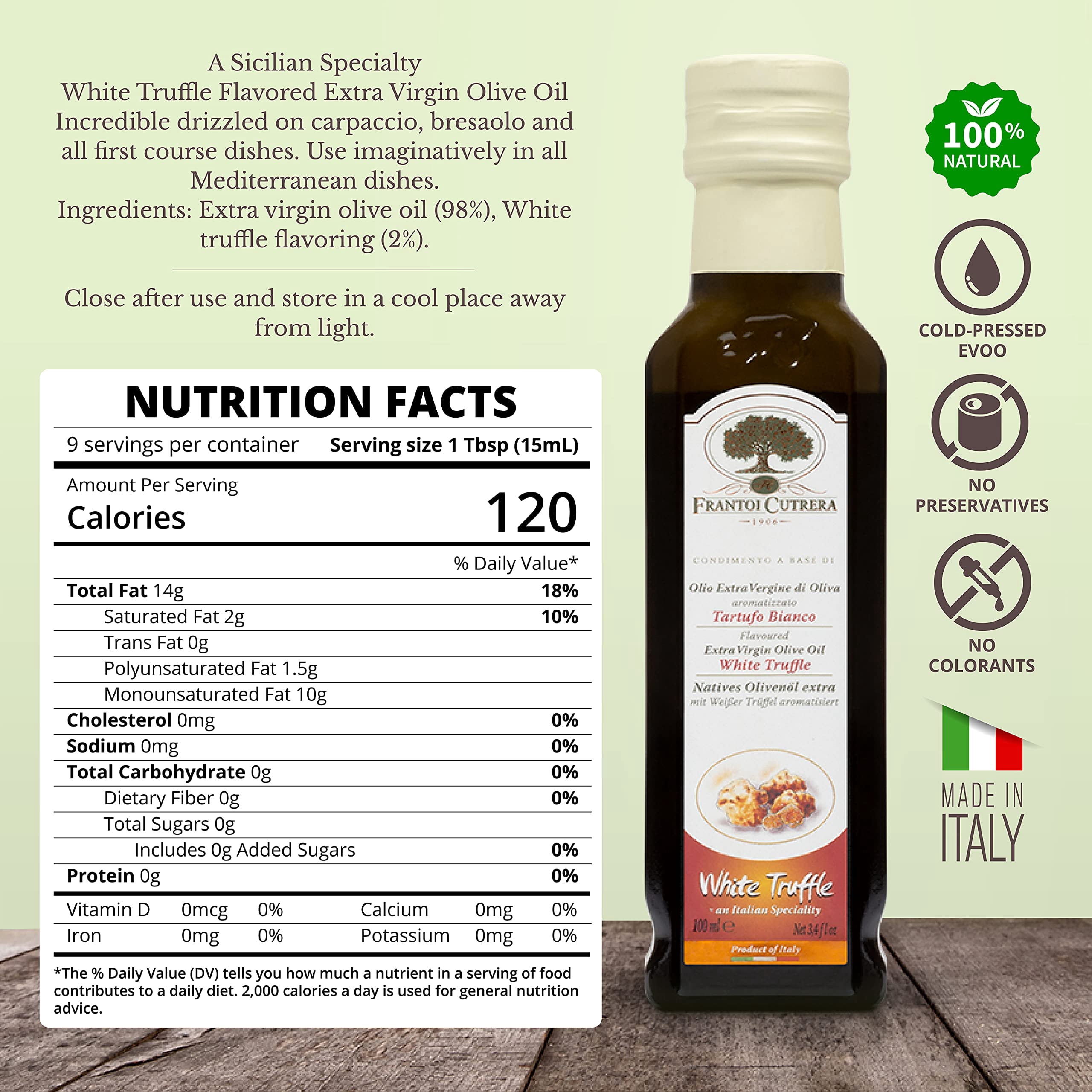 Mercato di Bellina White Truffle Oil for Dipping Bread and Cooking - Truffle Infused Olive Oil Made with Gourmet Italian Ingredients from Italy