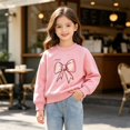 thumbnail image 6 of Toddler Girls Sweatshirt Cotton Crew Neck Bow Graphic Fall Winter Pullover, 6 of 8