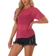 thumbnail image 4 of INSPIRE CHIC Women's Party Sheer Short Sleeve Gilding Shiny Metallic Stars Top XS Hot Pink, 4 of 4