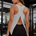 thumbnail image 2 of Miluxas Racerback Workout Tank Tops for Women Split Open Back Athletic Sports T Shirts Sleeveless V Neck Tunic Tank Tops for Gym Yoga Running Gray, 2 of 7
