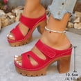 thumbnail image 3 of Slides for Women Comfy Orthopedic Heeled Sandals Peep Toe Hook and Loop Slip on Backless Heels Platform Lug Sole Pumps Shoes Red Size 7, 3 of 6