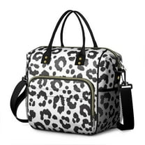 White and Black Of Leopard Print Womens Lunch Box for Work,Insulated Large Lunch Bag for Tween and Teen,Loncheras Para Mujer,Leakproof Adult Lunch Bag for Work,Beach,Travel,Picnic,Camping