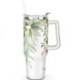 thumbnail image 2 of Green Leaves 40 Oz Tumbler with Handle Lid and Straw, Stainless Steel Double Walled Vacuum Insulated Cup, Cute Anniversary Wedding Birthday Gifts Tumbler for Women Men Friends Outdoor Indoor, 2 of 7