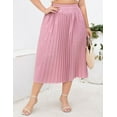 thumbnail image 5 of Women's Plus Size Pleated Skirt Casual Chiffon Elastic Waist Boho Skirts Plus Size Midi Skirts, 5 of 7