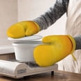 thumbnail image 3 of Hirioo Yellow Lemon for Silicone Oven Mitts for BBQ, Baking, Cooking, Set of 2, Heat Resistant 260℃, Non-Slip Kitchen Essentials, 3 of 6