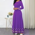 thumbnail image 2 of IROINNID Savings Semi Formal Dress for Women Long Sleeve A-Line Dress Retro Round Neck Printed Long Skirt,Purple, 2 of 7