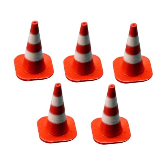 5 conos de tráfico a escala 1/64, modelo de simulación, adorno, diorama, accesorio para miniaturas rojo