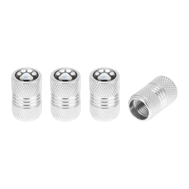 4 Pcs Tapas de Vástago de Válvula de Neumático Decorativas 8x17mm Cubiertas de Polvo de Válvula de Neumático Tono Plateado de Aluminio Resina Epóxica