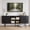 Black, variant on Black Fluted TV Stand with Oval Countertop, 58 Inch Sliding Door Media Console Fits 65 Inch TV for Living Room Bedroom