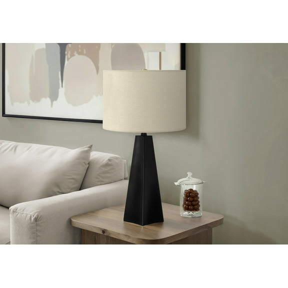 Lighting, 27"H, Table Lamp, Black Resin, Beige Shade, Modern