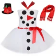 thumbnail image 3 of Disfraz de muñeco de nieve para niñas, vestido de tutú navideño, vestido de princesa de tul blanco con diseño de Olaf y muñeco de nieve, disfraces de Halloween para niños pequeños, 3 of 5