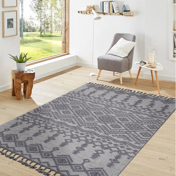 6X9ft Traditional Indoor Outdoor Area Rug,Large Soft Boho Stain Resistant Carpet
