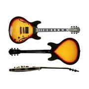 Monoprice Indio Boardwalk Flamed Maple Hollow Body Electric Guitar - Sunburst, With Gig Bag