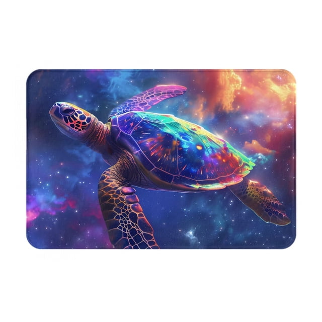 Balery Starry Sky Turtle Felpudo de franela, resistente a las manchas y a la decoloración, para uso interior y exterior, fácil de limpiar, 40 x 60 cm