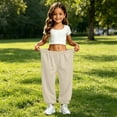 thumbnail image 2 of Toddler Girls pants Solid Color Trousers Winter Casual Sweat Straight Leg Fit Flowy Pants For Girls With Pocket Size 4-5T, 2 of 7