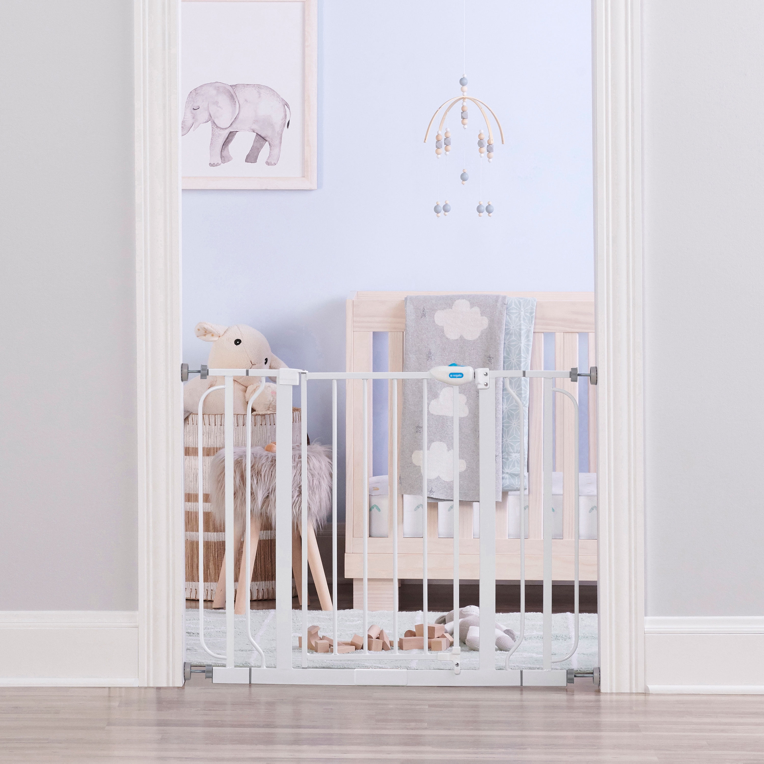 Regalo Wall Safe Extra Wide Walk Through Baby Safety Gate, White , Age Group 6 to 24 Months