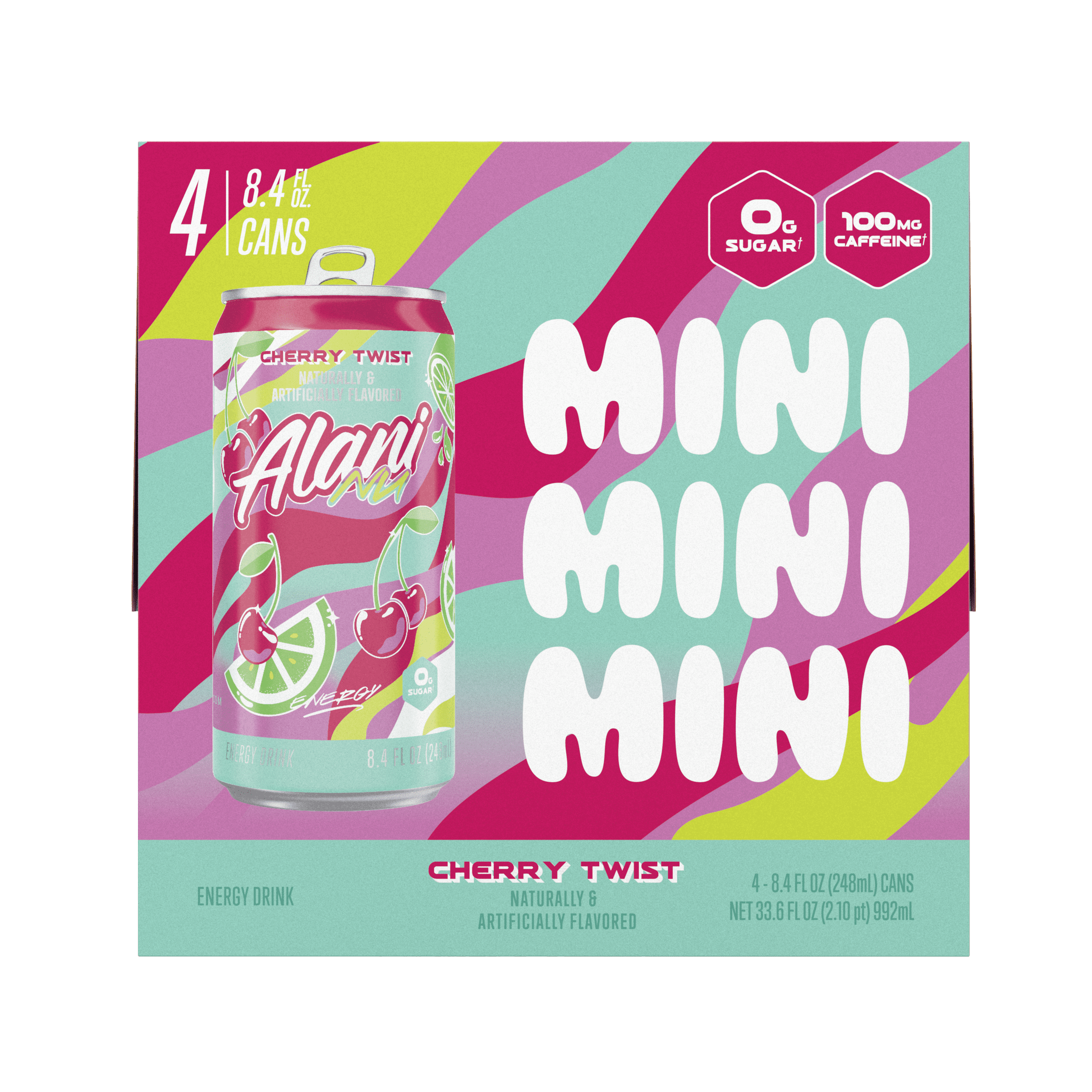 あつなり Alani Nu Sugar Free Energy Drink, Cherry Twist, 8.4oz Cans (4 Pack