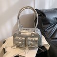 thumbnail image 2 of Bolsos de hombro con cremallera de poliuretano sólido con hilo de coser para mujer, oferta 2024, compartimento interior, bolsos de lujo ligeros e informales para mujer, 2 of 5