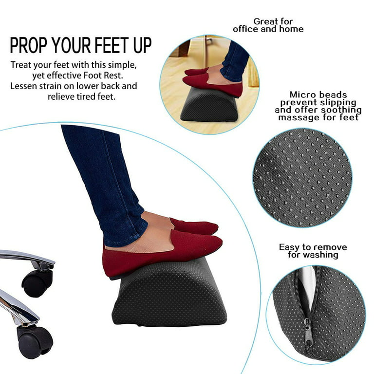 Foot Rest Foot Stool Under Desk to Relieve Leg Pain with Anti Slip Cover, Black