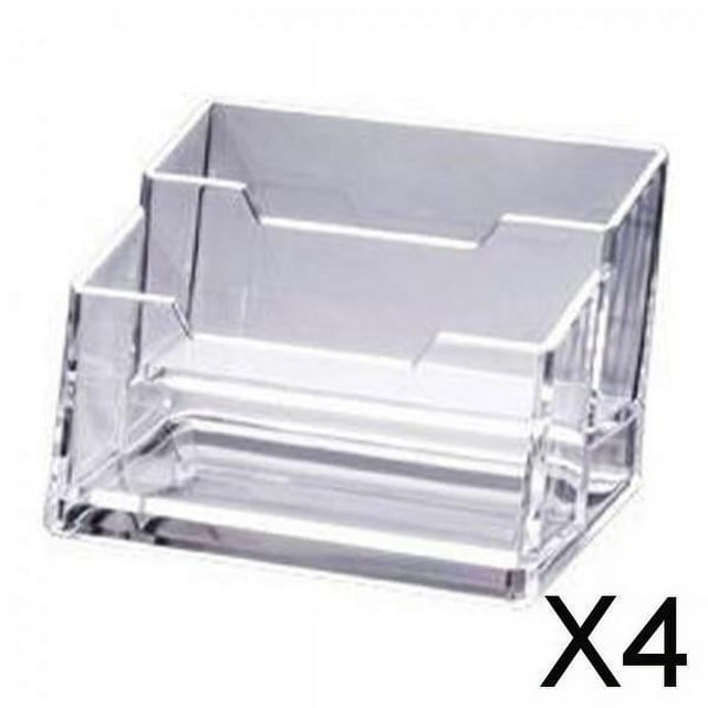 DYNWAVECA 2 Transparent Business Card Holders, Desk Office Business Card Holder Organizer , Clear, 4 Pcs