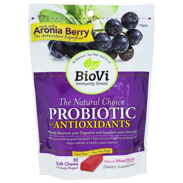 Biovi The Natural Choice Probiotic Antioxidants Mixed Berry Flavor 30 Soft Chews Walmart