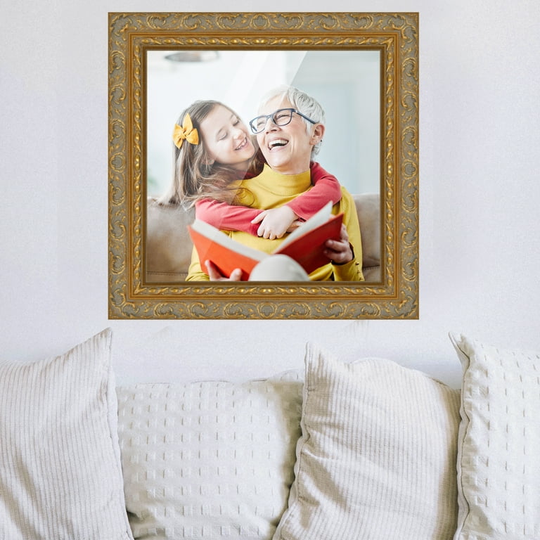  30x30 Frame Gold Bronze Solid Wood Picture Frame Width 0.75  Inches, Interior Frame Depth 0.5 Inches