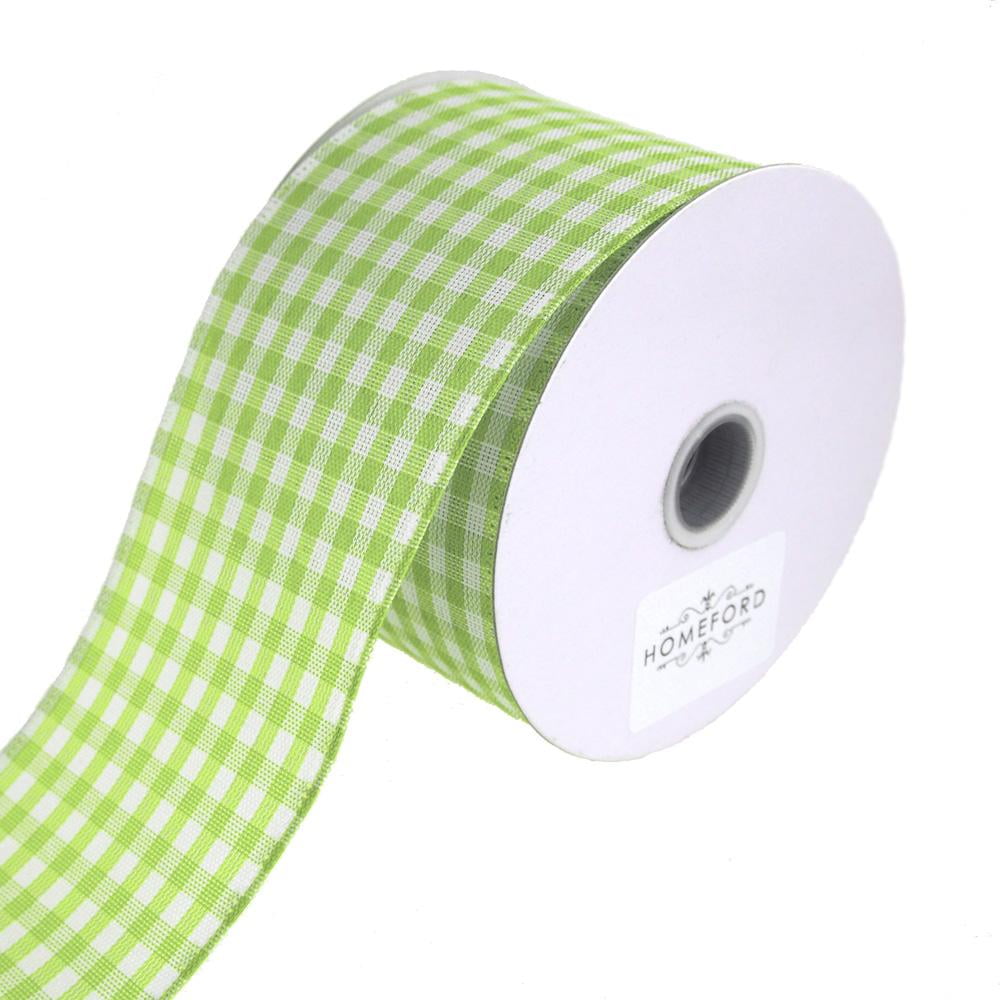 Gingham Canvas Ribbon Wired Edge, 2-1/2-Inch, 10 Yards, Apple Green ...
