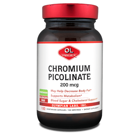Olympian Labs Chromium Picolinate 200 mcg Vegetarian Capsules, 100